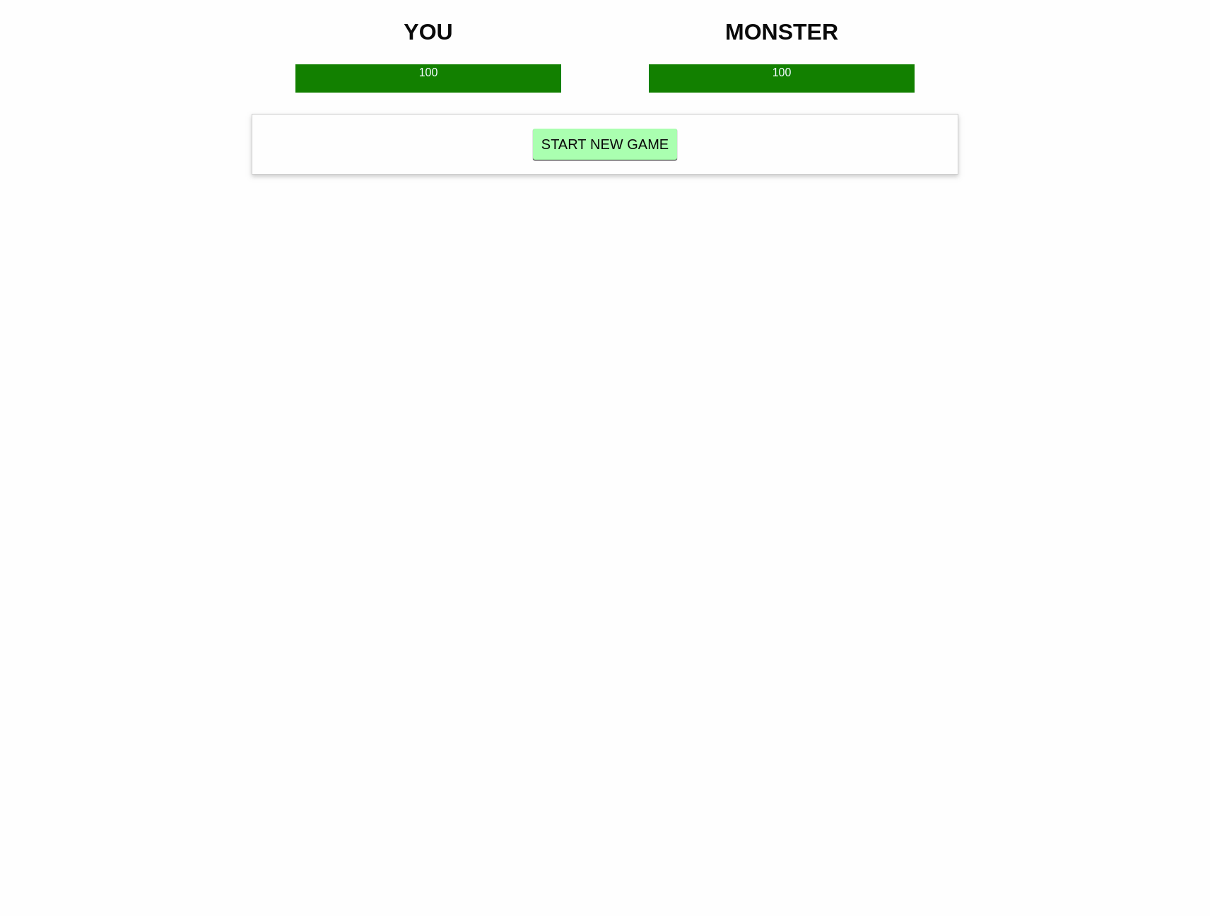 Screenshot of the Vue Monster Fight application site.